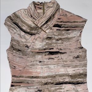 Calvin Klein Ruched Neck Printed Top